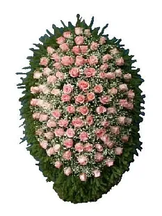 Траурный венок из живых цветов "Розовая роза"